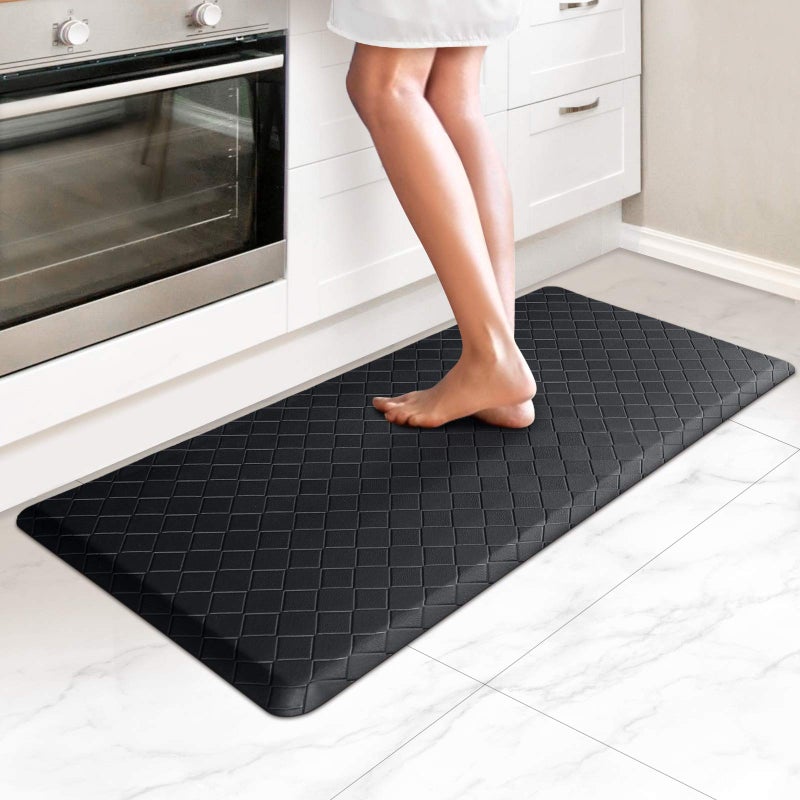 HappyTrends Kitchen Mat Cushioned Anti-Fatigue Kitchen Rug,17.3"x39",Thick Waterproof Non-Slip Kitchen Mats and Rugs Heavy Duty Ergonomic Comfort Rug for Kitchen,Floor,Office,Sink,Laundry,Black - Image 1
