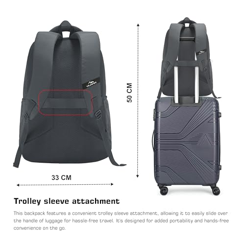 TRAWOC 35L Laptop Backpack TPB05 | Office & Travel Bag with 16-Inch Padded Laptop Compartment, USB Charging Port - 3-Year Warranty, Grey - Image 3