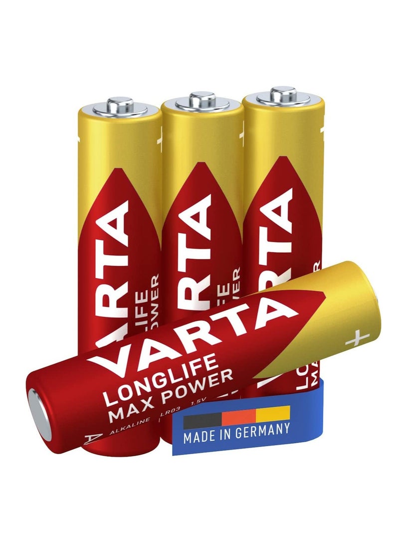 VARTA Longlife Max Power Alkaline Batteries  AAA,  4pes 1.5V , Micro , R03 , MINISTILO made in germany  - Image 1