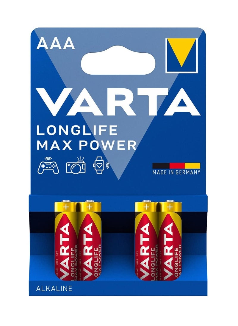 VARTA Longlife Max Power Alkaline Batteries  AAA,  4pes 1.5V , Micro , R03 , MINISTILO made in germany  - Image 2