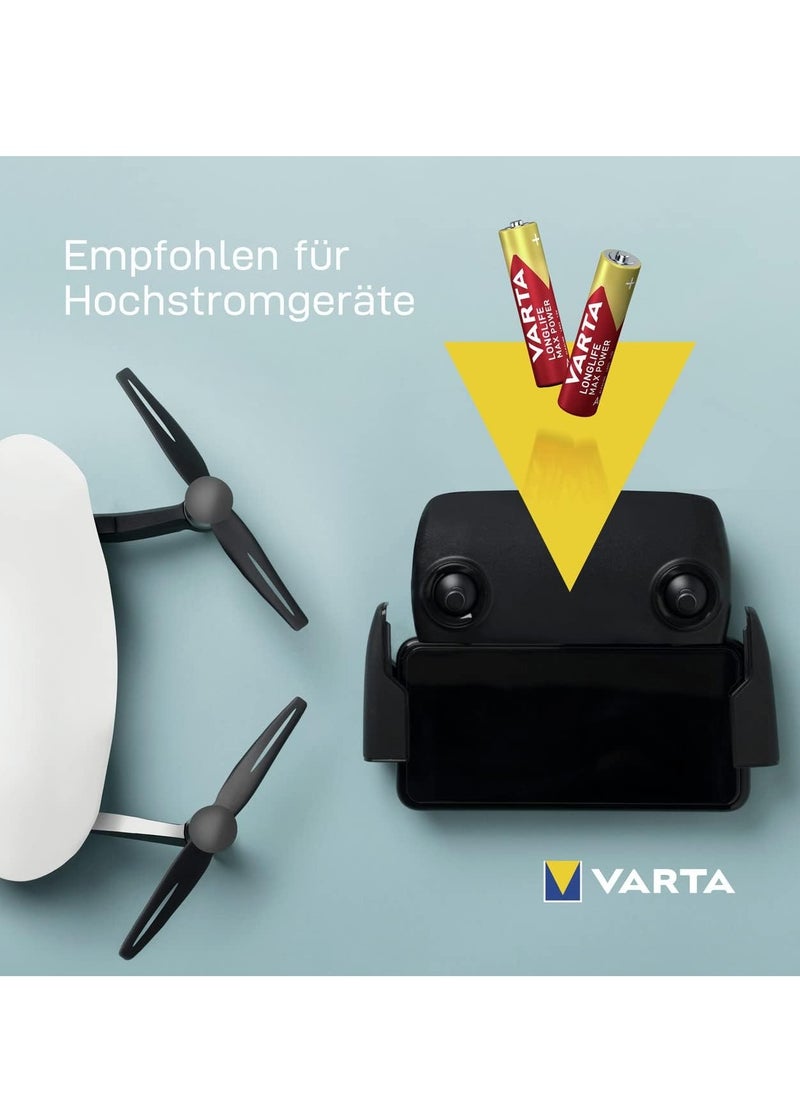 VARTA Longlife Max Power Alkaline Batteries  AAA,  4pes 1.5V , Micro , R03 , MINISTILO made in germany  - Image 4