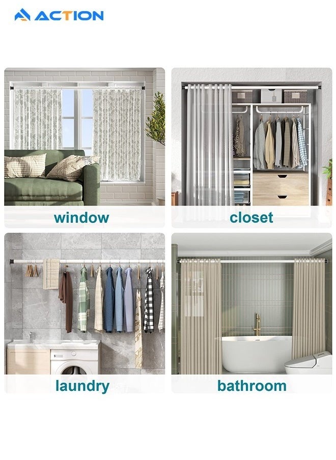 ACTION - 1 x Shower Railسكة الدش, No Drilling, Shower Curtain Rail, Telescopic Pole,curtain rod,  for Cupboards, Bathrooms, Wardrobe, 110-310 cm, White - Image 1