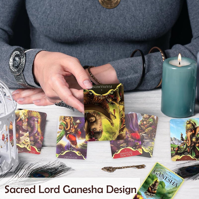 CoolShef مجموعة بطاقات التاروت – 50 قطعة من بطاقات الأوركل مع إرشادات رقمية مرفقة | بطاقات تاروت فنية للإله غانيشا للمبتدئين والمحترفين | أداة تنبؤ للوضوح الداخلي - Image 4