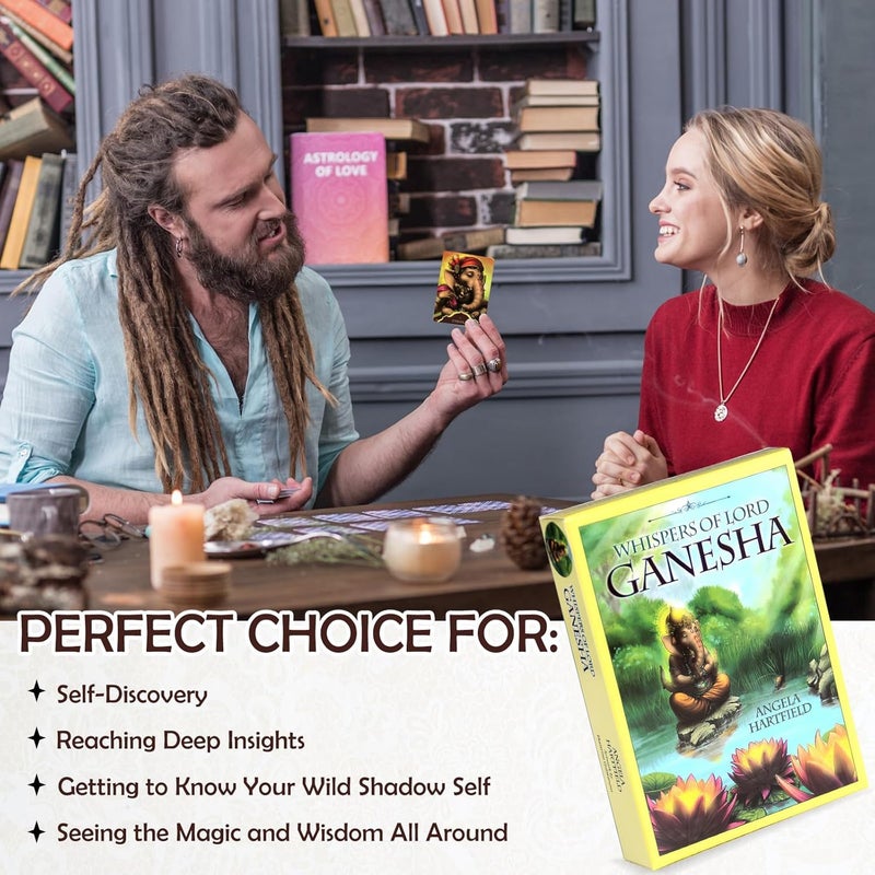 CoolShef مجموعة بطاقات التاروت – 50 قطعة من بطاقات الأوركل مع إرشادات رقمية مرفقة | بطاقات تاروت فنية للإله غانيشا للمبتدئين والمحترفين | أداة تنبؤ للوضوح الداخلي - Image 5