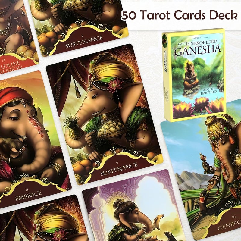 CoolShef مجموعة بطاقات التاروت – 50 قطعة من بطاقات الأوركل مع إرشادات رقمية مرفقة | بطاقات تاروت فنية للإله غانيشا للمبتدئين والمحترفين | أداة تنبؤ للوضوح الداخلي - Image 3
