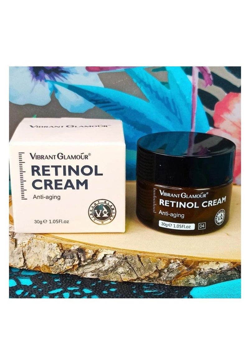 Vibrant Glamour - Retinol Skin Moisturizing Whitening Cream ,Anti-Wrinkle, Anti-Aging,Brightening and Lightening,Pores Repair Lighten Sensitive Area Dark Spots  Hyaluronic Acid  Active Retinol Added 30g - Image 1