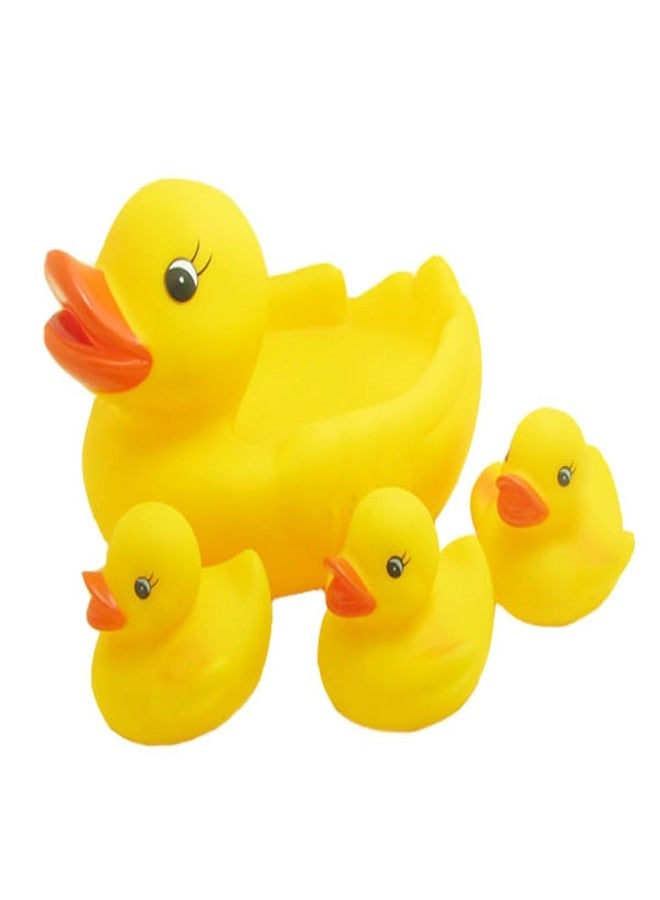HARSHIV Duck Family Bath Toy Set for Kids, Floating Yellow Rubber Duck Set (1 Big + 3 Small Ducklings), Water Play Toys for Bathroom, Swimming Pool & Toddler Gift (Non-Toxic Plastic) - Image 1