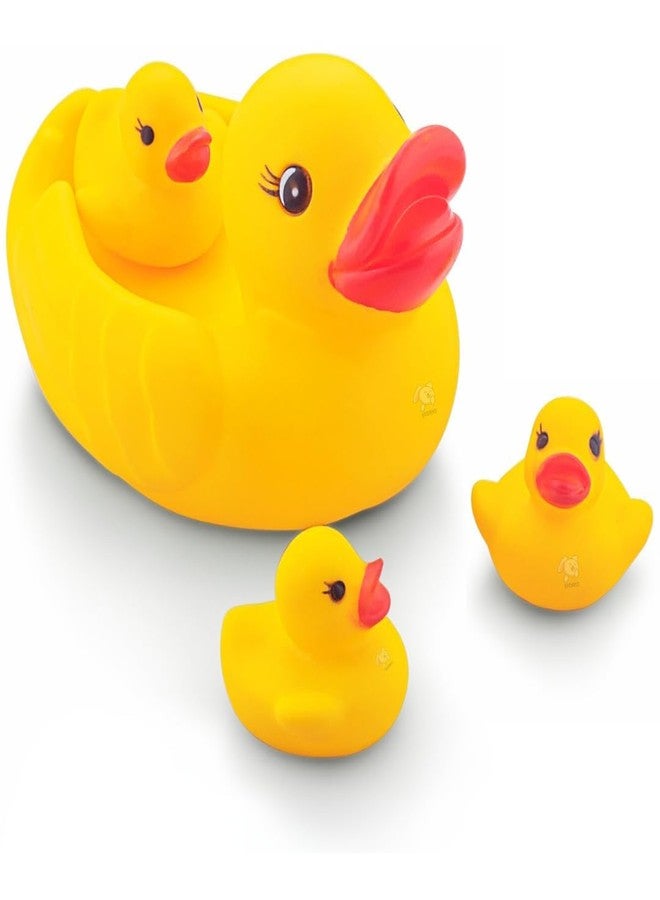 HARSHIV Duck Family Bath Toy Set for Kids, Floating Yellow Rubber Duck Set (1 Big + 3 Small Ducklings), Water Play Toys for Bathroom, Swimming Pool & Toddler Gift (Non-Toxic Plastic) - Image 5