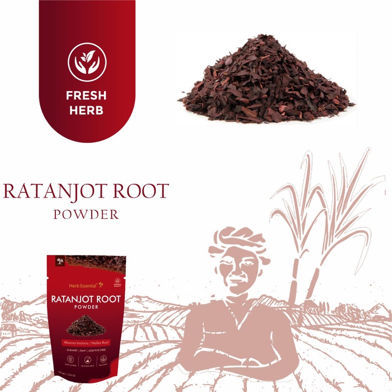 Herb Essential Ratanjot Powder Pack of 2(100g Each)|100% Pure Natural Alkanet Root for Hair Conditioning|Natural Shine & Skin Radiance|Vegan & Paraben-Free. - Image 4