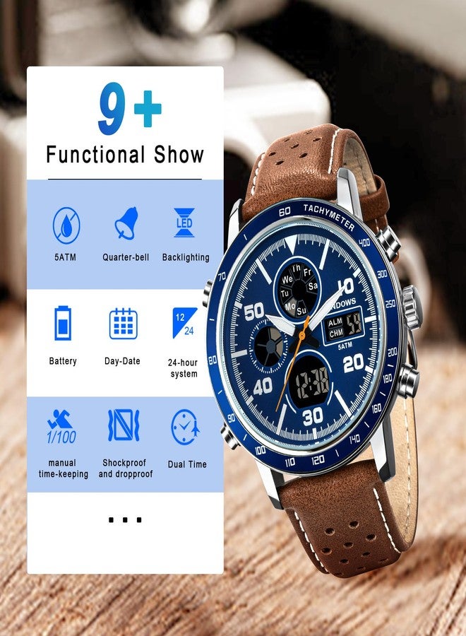 PINDOWS Mens Watches, Men's Military Digital Watches Analog Quartz Waterproof Watch Sport Tactical Multifunction Heavy Duty Outdoor Watches for Men - Image 5