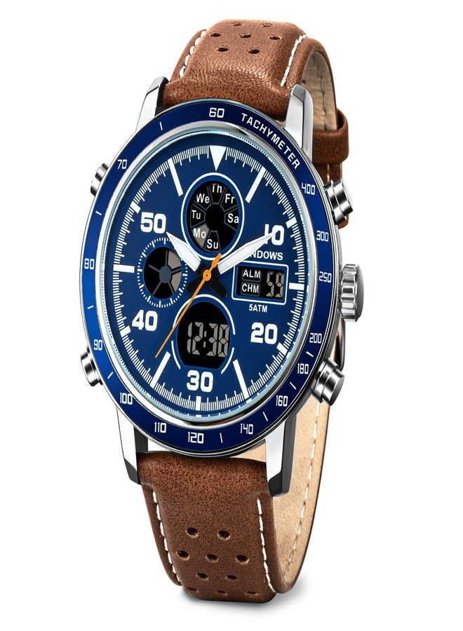 PINDOWS Mens Watches, Men's Military Digital Watches Analog Quartz Waterproof Watch Sport Tactical Multifunction Heavy Duty Outdoor Watches for Men - Image 1