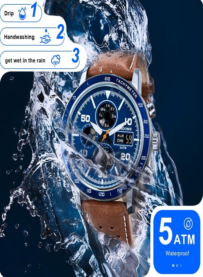 PINDOWS Mens Watches, Men's Military Digital Watches Analog Quartz Waterproof Watch Sport Tactical Multifunction Heavy Duty Outdoor Watches for Men - Image 4