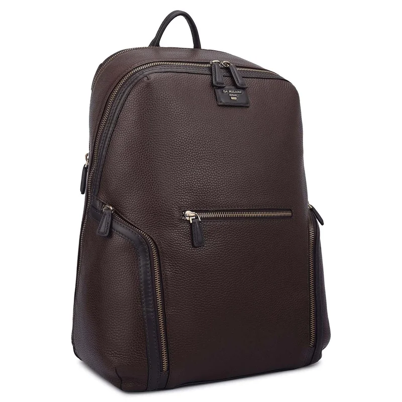 دا ميلانو Wax Leather Backpack - Chocolate
