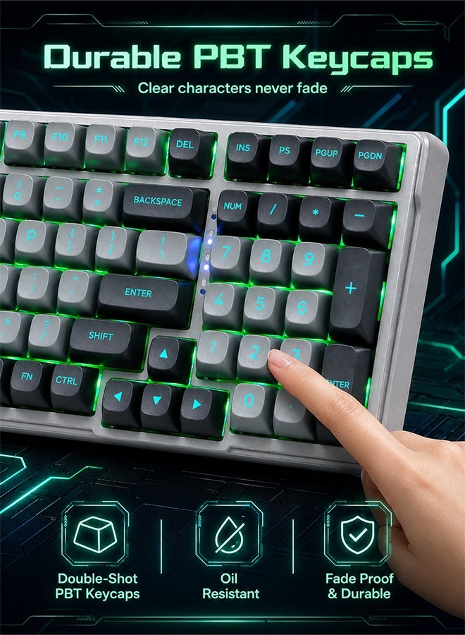 E-YOOSO Z99 Mechanical Keyboard Wired, Hot-Swappable Mechanical Keyboard with Pre-Lubed Linear Switches, Gasket Mount with Sound-Dampening Foam, LED Green Backlit, 99-Key Compact Gaming Keyboards for PC/Mac, Grey - Image 5
