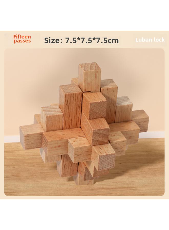 Kong Ming Lock Luban Lock Suit Intelligence Unlock Wooden Elementary School Students Hands-on Brain-moving Educational Toys Nine-piece Gift Box 