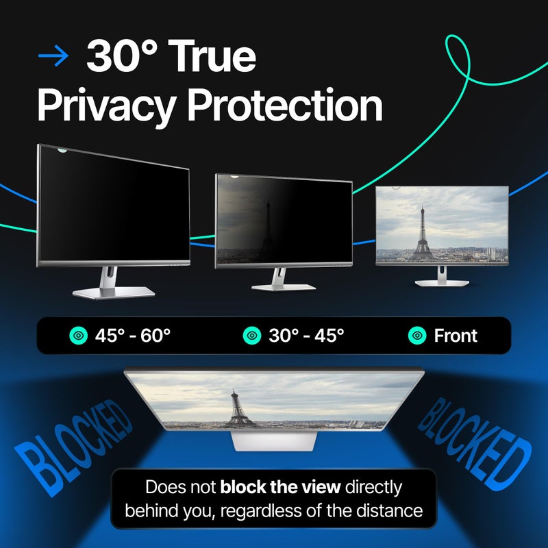 VINTEZ 23.8 Inch 16:9 Computer Privacy Screen Filter for Widescreen Monitor and Laptop - Anti-Glare - Anti-Scratch Protector Film - Data Confidentiality Shield [1 Pack] - Image 3