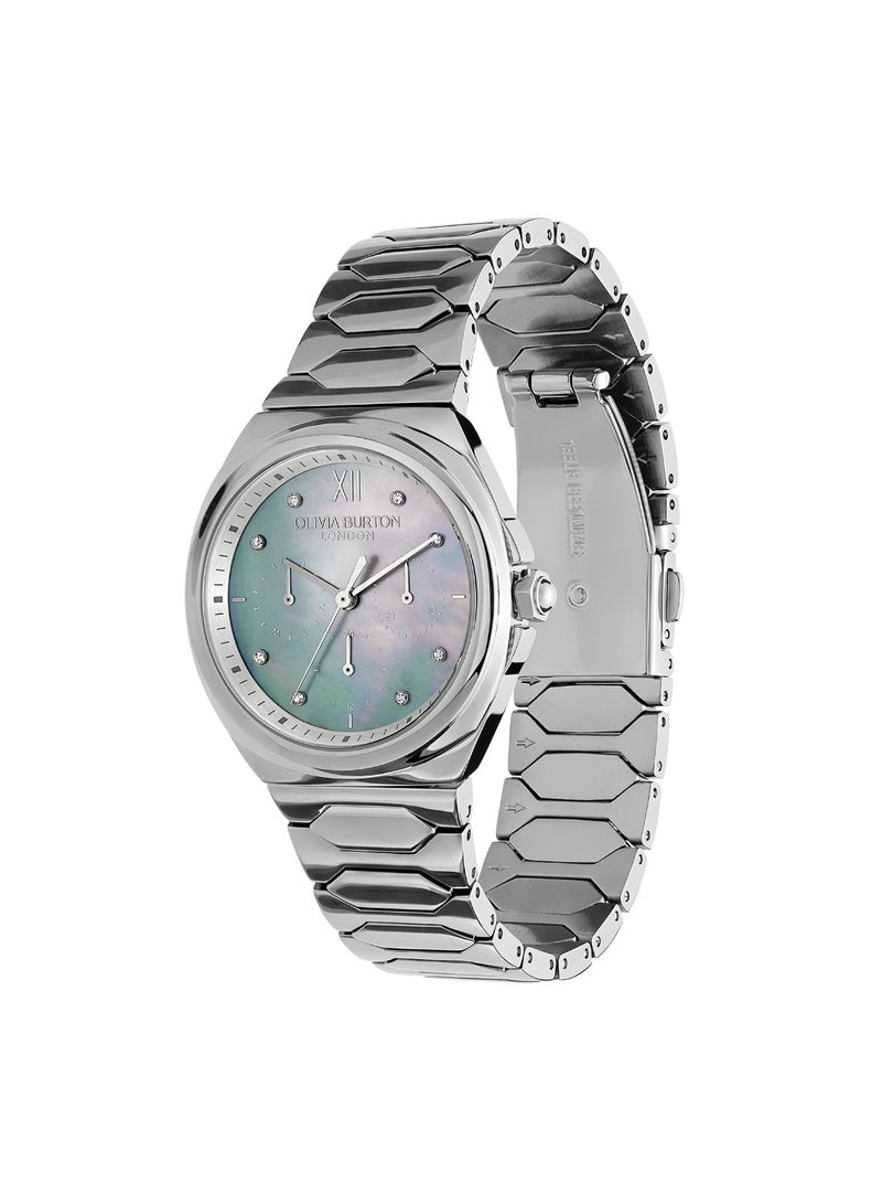 OLIVIA BURTON CUSHION ANALOG WOMEN'S LIGHT GREY MOTHER OF PEARL CASE WATCH - 24000149 - Image 2