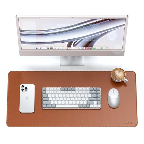 Satechi Vegan Leather Desk Mat Large Mouse Pad Scratch and Water Resistant Easy to Clean Desk Pad for Office and Home 268 x 124 x 01 Brown - Image 1