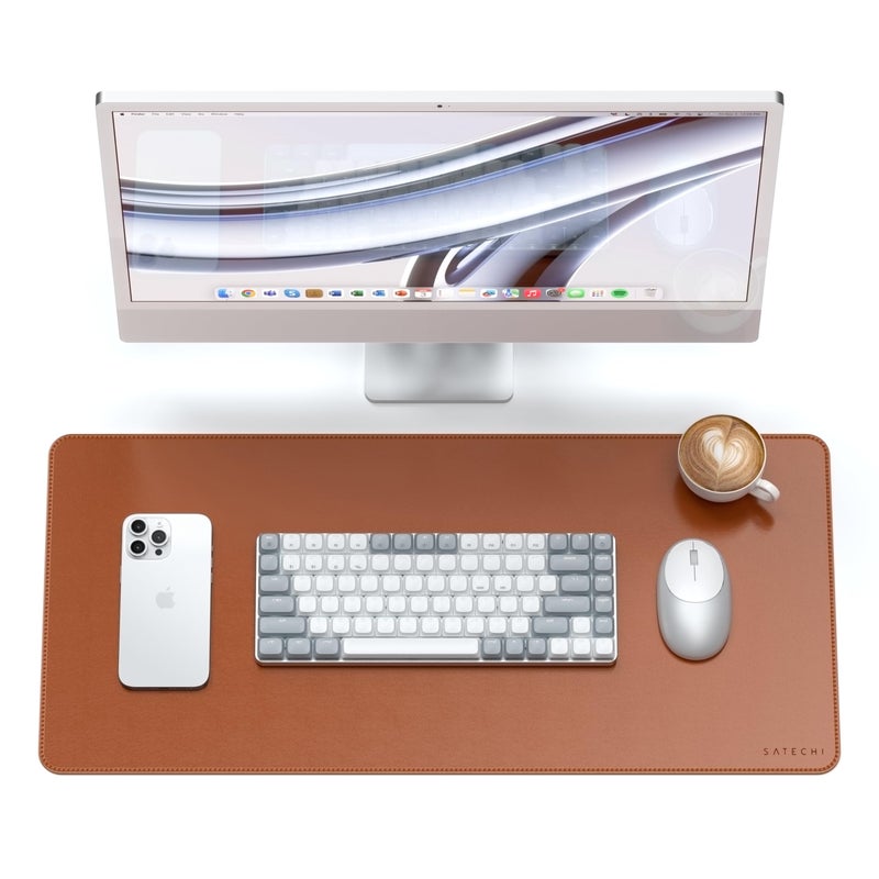 Satechi Vegan Leather Desk Mat Large Mouse Pad Scratch and Water Resistant Easy to Clean Desk Pad for Office and Home 268 x 124 x 01 Brown - Image 2