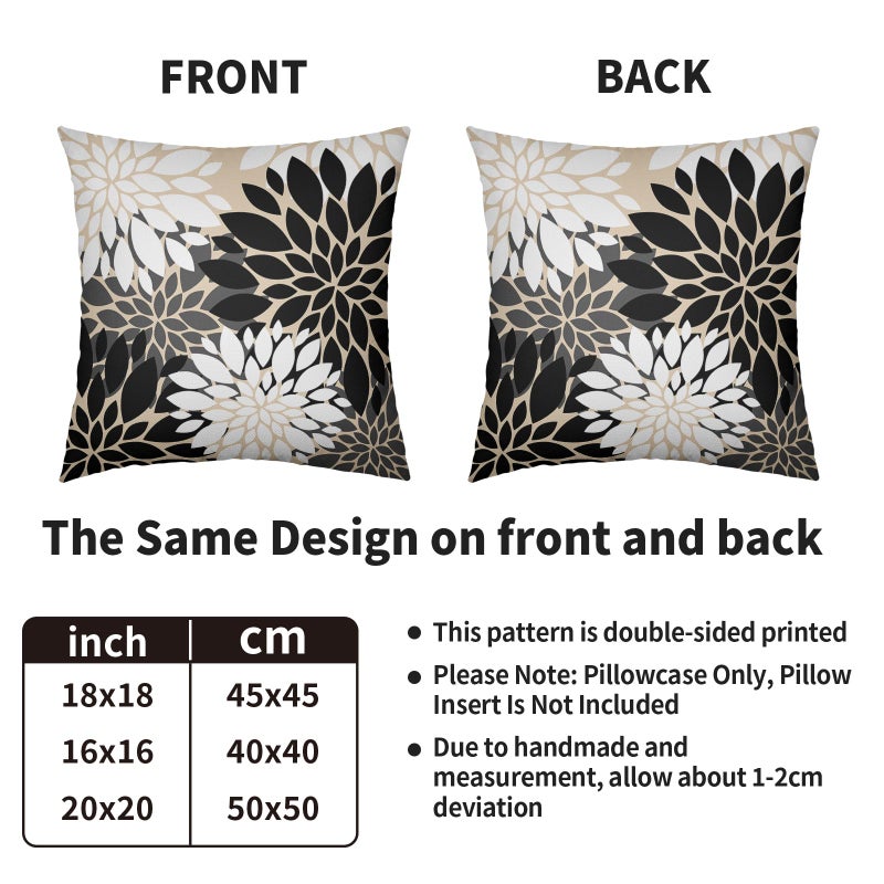 Smozenith Smozenith Black White Grey Gray Pillow Covers 20X20 Inch Set of 2  Modern Geometry Dahlia Floral Print Decorative Throw Pillow Covers Outdoor Farmhouse Cushion Case for Home Couch Sofa Bed Decoration  - Image 4