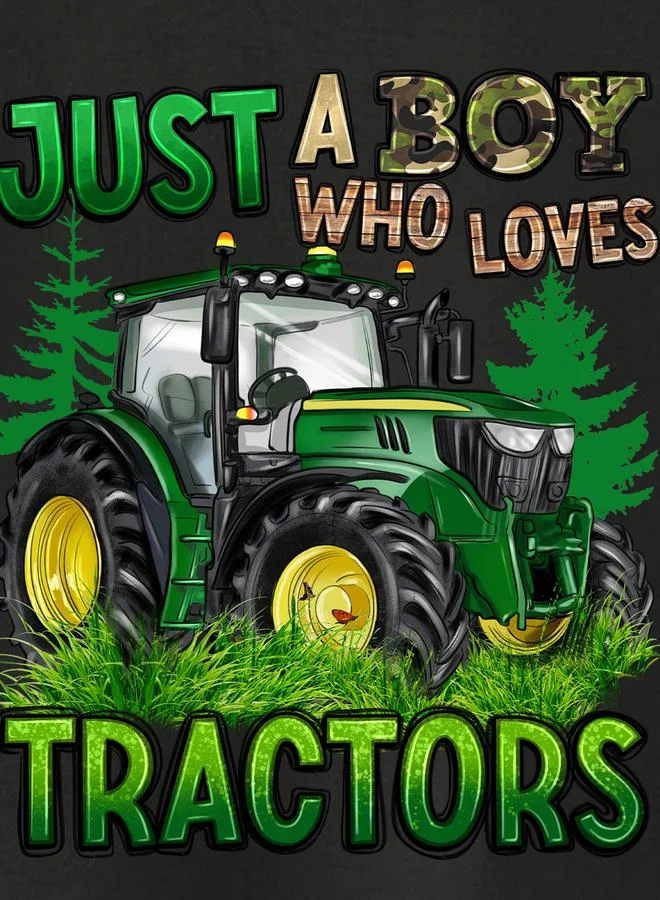 Take Two Take Two Boys Tractor Graphic Round Neck T-Shirt