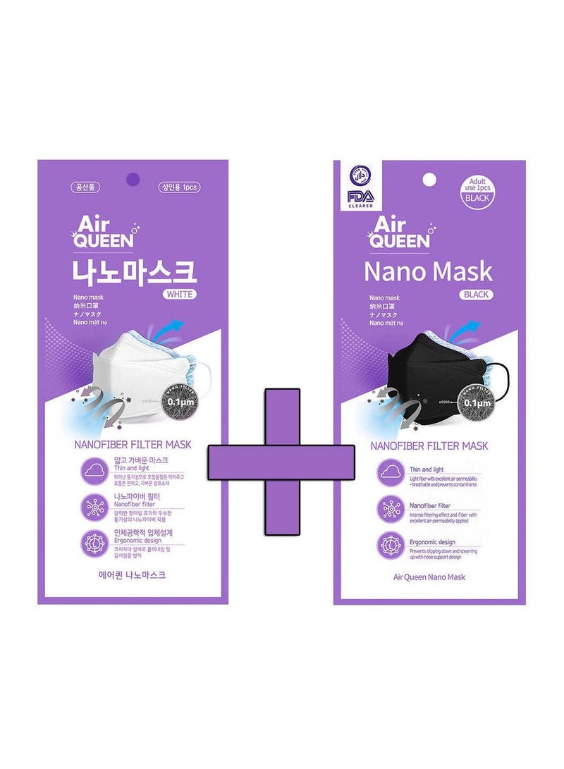 اير كوين قناع الوجه مرشح الألياف النانوية من إير كوين أسود / أبيض - Image 1