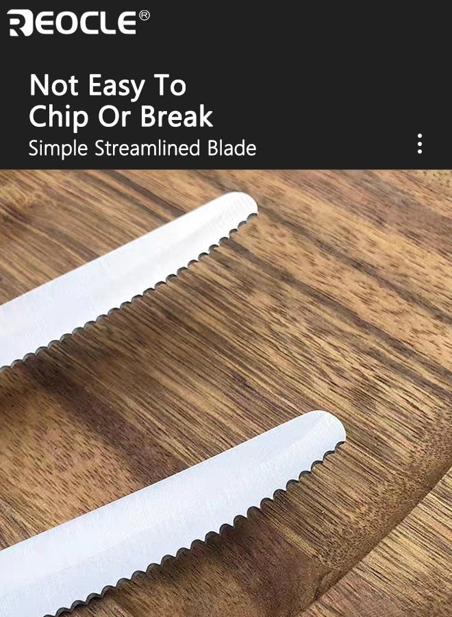 REOCLE 6PCS High-Quality Stainless Steel Steak Knife Tomato Knife Snack Knife Breakfast Knife Bread Knife with Corrugated Cut Sharp Durable Dishwasher Safe Table Knife for Daily Meals Snacks Breakfast - Image 5