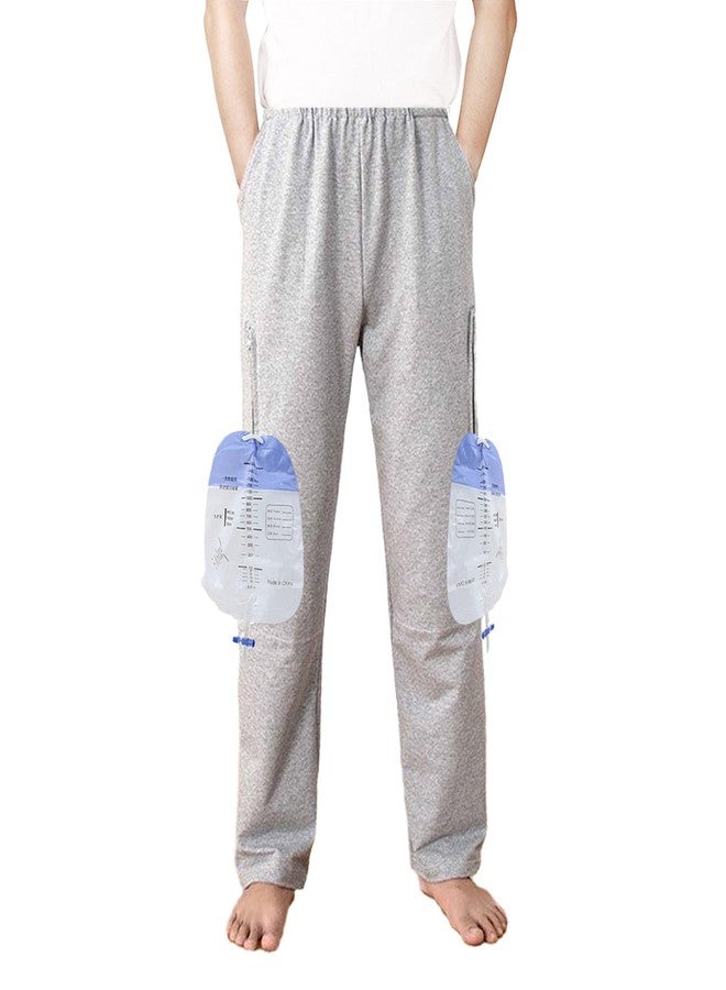 Lmaray Catheter Pants for Men/Women, Holds (2) 2000ml Leg Bags, Nephrostomy Pants, Foley Catheter Bag Pants, Nephrostomy Bag Holder, Catheter Supplies(Grey/XL) - Image 1