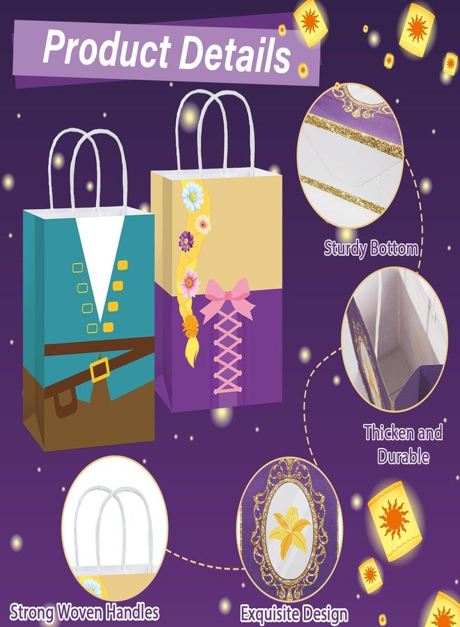 MinFyberd 12Pcs Princess Birthday Party Supplies Purple Princess Gift Bag with Handle Girls Theme Birthday Party Favor Bags Purple Sun Gift Treat Bags for Girls Bday Baby Shower Parties Decoration - Image 3