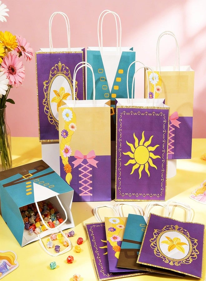 MinFyberd 12Pcs Princess Birthday Party Supplies Purple Princess Gift Bag with Handle Girls Theme Birthday Party Favor Bags Purple Sun Gift Treat Bags for Girls Bday Baby Shower Parties Decoration - Image 4