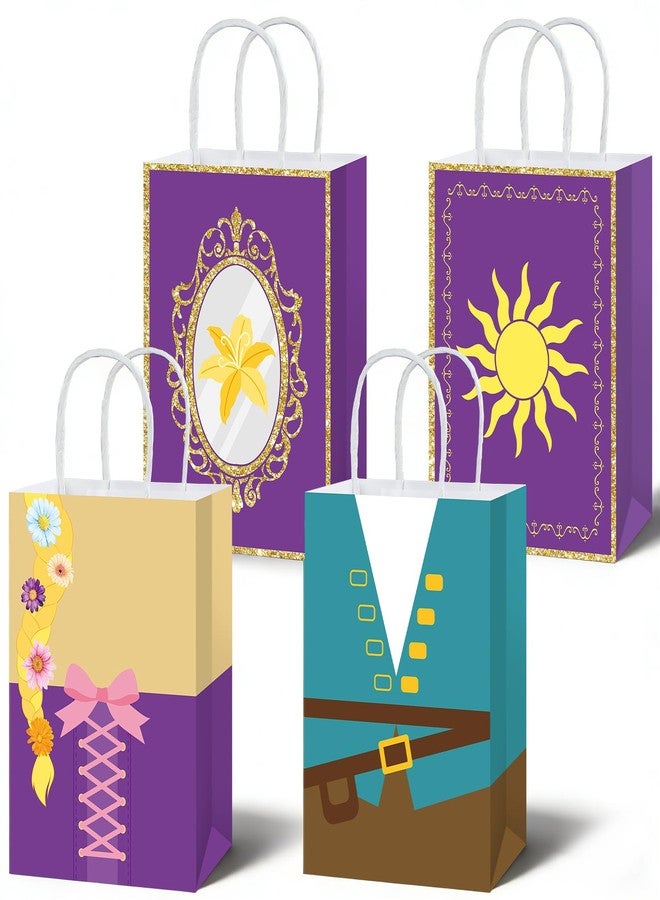 MinFyberd 12Pcs Princess Birthday Party Supplies Purple Princess Gift Bag with Handle Girls Theme Birthday Party Favor Bags Purple Sun Gift Treat Bags for Girls Bday Baby Shower Parties Decoration - Image 1