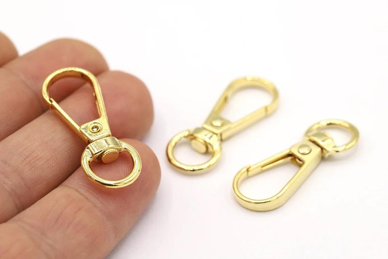 Muzztech Pack of 20 Swivel Lobster Clasps Push Gate Snap Hook Bag Clips Purse Accessories - Gold - Image 2