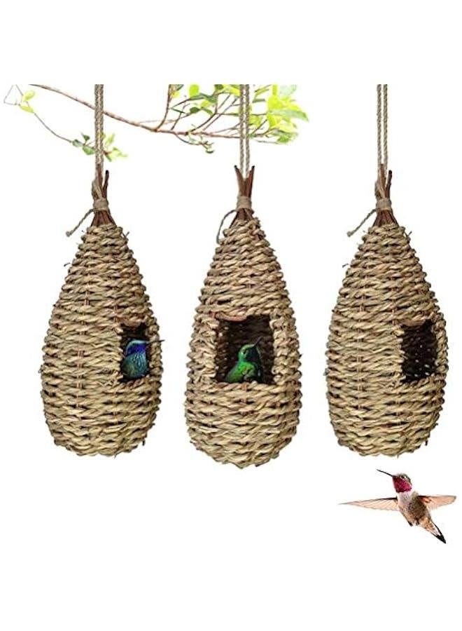 Generic Hummingbird Houses - Hand-Woven Grass Hanging Bird Hut ?Woven Garden Decoration Creative Bird House ? Hummingbird Nest for Outdoor ?9 x 4  - Image 1