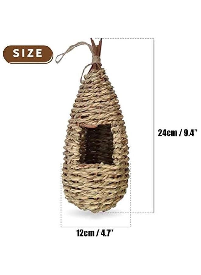 Generic Hummingbird Houses - Hand-Woven Grass Hanging Bird Hut ?Woven Garden Decoration Creative Bird House ? Hummingbird Nest for Outdoor ?9 x 4  - Image 2