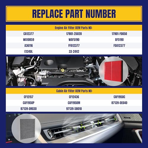 NuFlySic Engine and Cabin Air Filter for Toyota Rav4 20-24 Camry Gas 18-24 Highlander 20-24 Avalon 19-22 for Lexus ES350 19-24 NX350 22-24 NX250 22-24 NOT Fit for Hybrid Replace CA12377 CF12157 - Image 3