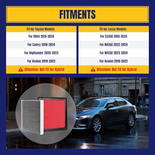 NuFlySic Engine and Cabin Air Filter for Toyota Rav4 20-24 Camry Gas 18-24 Highlander 20-24 Avalon 19-22 for Lexus ES350 19-24 NX350 22-24 NX250 22-24 NOT Fit for Hybrid Replace CA12377 CF12157 - Image 4