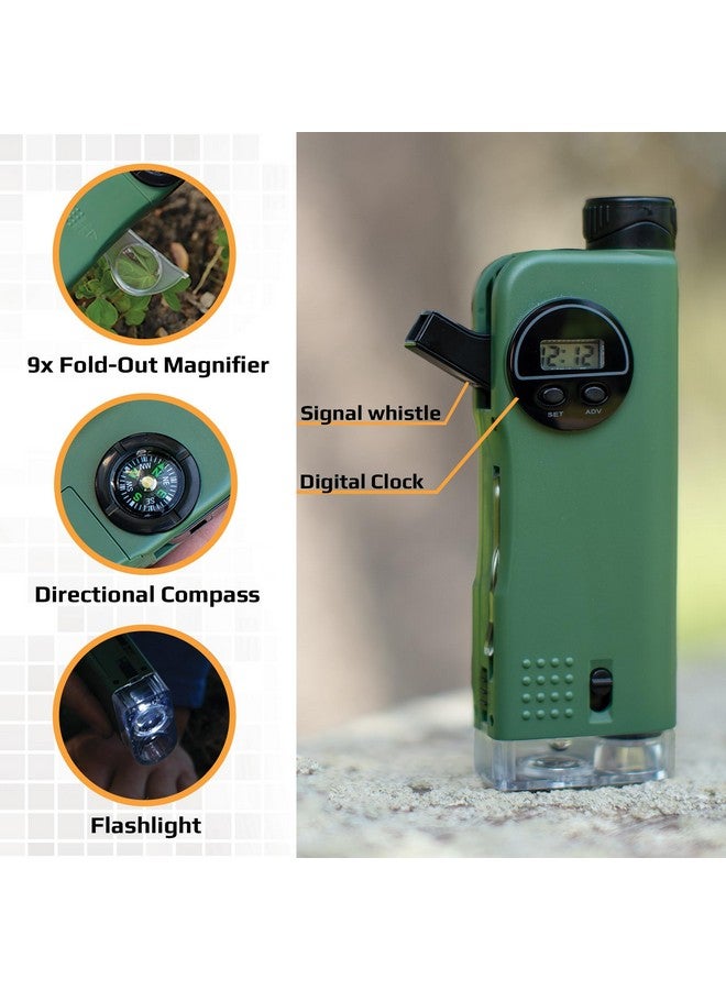 Carson CARSON Plastic X-Scope Kids 7 Function Multi Purpose Optical Pocket Tool With 30X Microscope,8X Telescope,9X Fold-Out Magnifier,Flashlight,Signal Whistle,Directional Compass And Digital Clock(Cp-11)  - Image 2