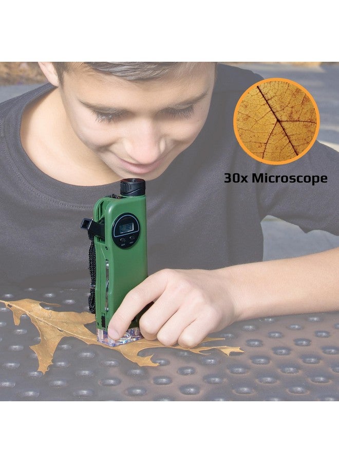 Carson CARSON Plastic X-Scope Kids 7 Function Multi Purpose Optical Pocket Tool With 30X Microscope,8X Telescope,9X Fold-Out Magnifier,Flashlight,Signal Whistle,Directional Compass And Digital Clock(Cp-11)  - Image 3