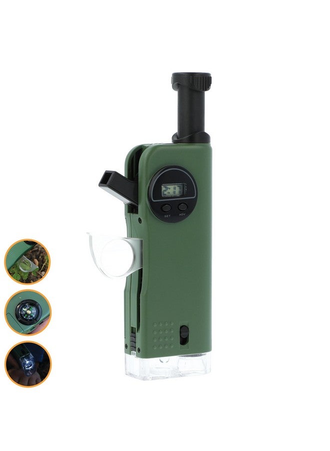 Carson CARSON Plastic X-Scope Kids 7 Function Multi Purpose Optical Pocket Tool With 30X Microscope,8X Telescope,9X Fold-Out Magnifier,Flashlight,Signal Whistle,Directional Compass And Digital Clock(Cp-11)  - Image 1