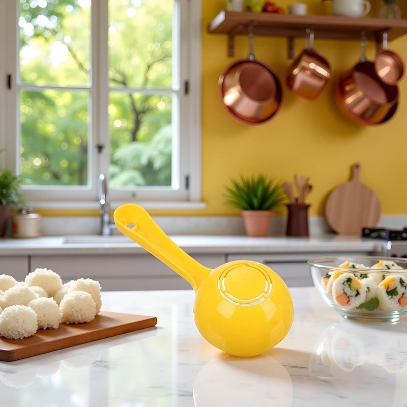 Tnyvm Yellow Rice Paddle Scoop Mold For Rice Ball Making, Non-stick Sushi Mold Rice Ball Scooper Rice Spatula Kitchen Gadge for Home Kitchen Restaurant Serving Spoon for Rice Sushi Making - Image 5