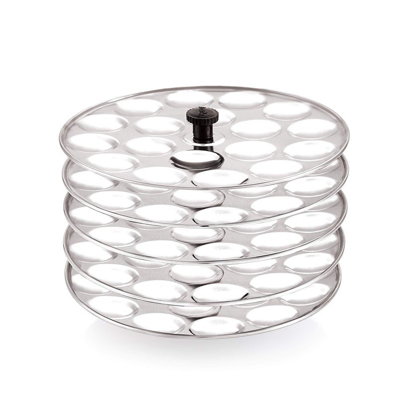Komal Stainless Steel Idly Stand Suitable for Outer Lid Cooker, Idli Plate 90 Mini Idli 5 Plate Set, Non Stick Idly Plates Premium Idli Maker, 18x5 Plates,Silver, Standard - Image 3