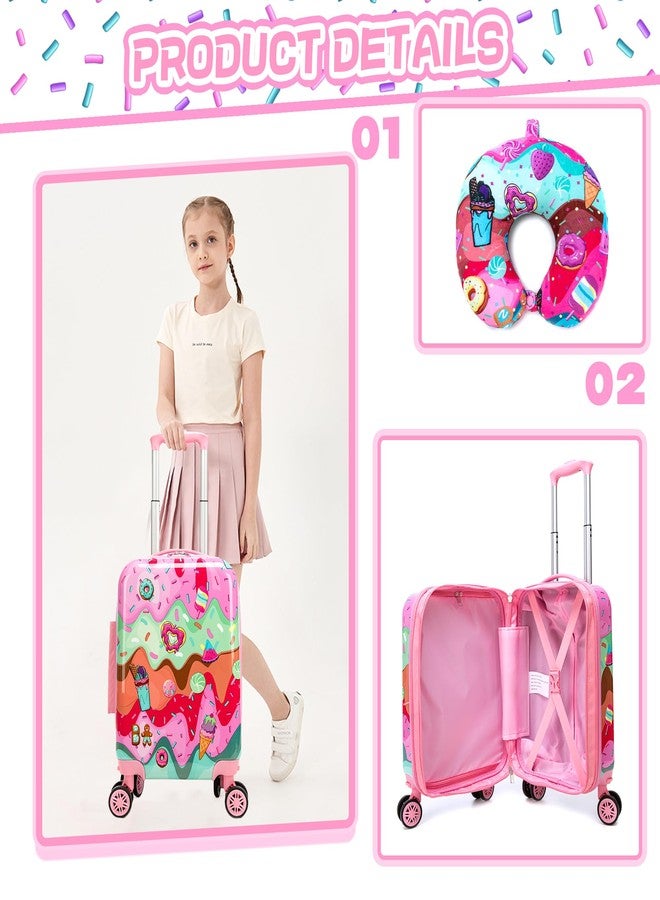 Inprof Cute Kid’s Luggage Set Carry on Toddler Travel Suitcase Airline Approved, 5pcs Ice Cream, 16 inch - Image 4