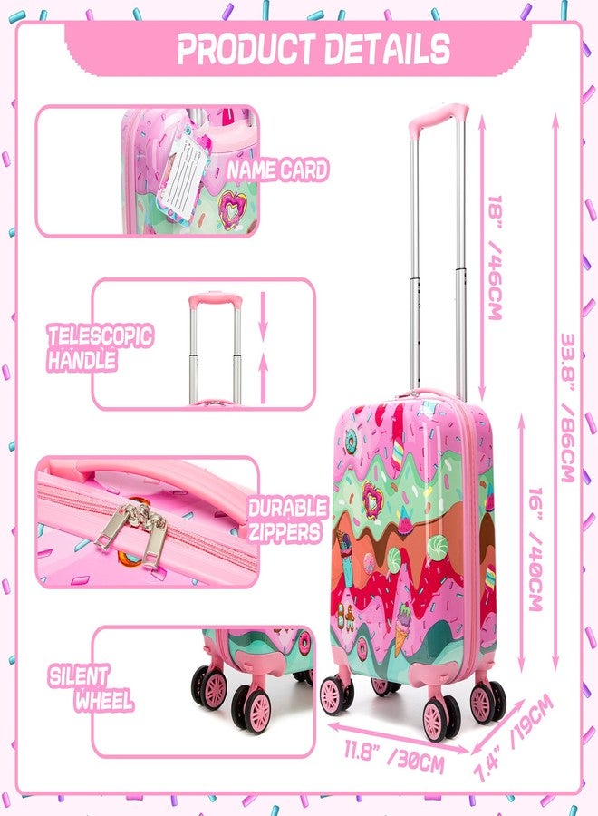 Inprof Cute Kid’s Luggage Set Carry on Toddler Travel Suitcase Airline Approved, 5pcs Ice Cream, 16 inch - Image 2