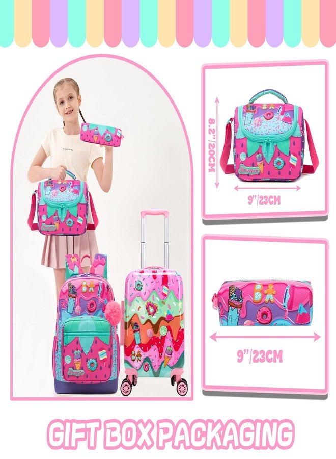 Inprof Cute Kid’s Luggage Set Carry on Toddler Travel Suitcase Airline Approved, 5pcs Ice Cream, 16 inch - Image 3