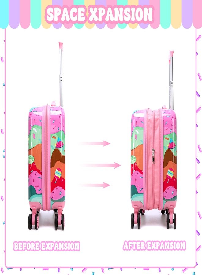 Inprof Cute Kid’s Luggage Set Carry on Toddler Travel Suitcase Airline Approved, 5pcs Ice Cream, 16 inch - Image 5