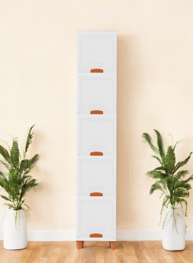 NestPlay Multipurpose Stackable Cupboard Drawer for Clothes, Kitchen Item Storage; Wardrobe Cabinet Organizer for Home, Office (White, 5 Tier) - Image 1