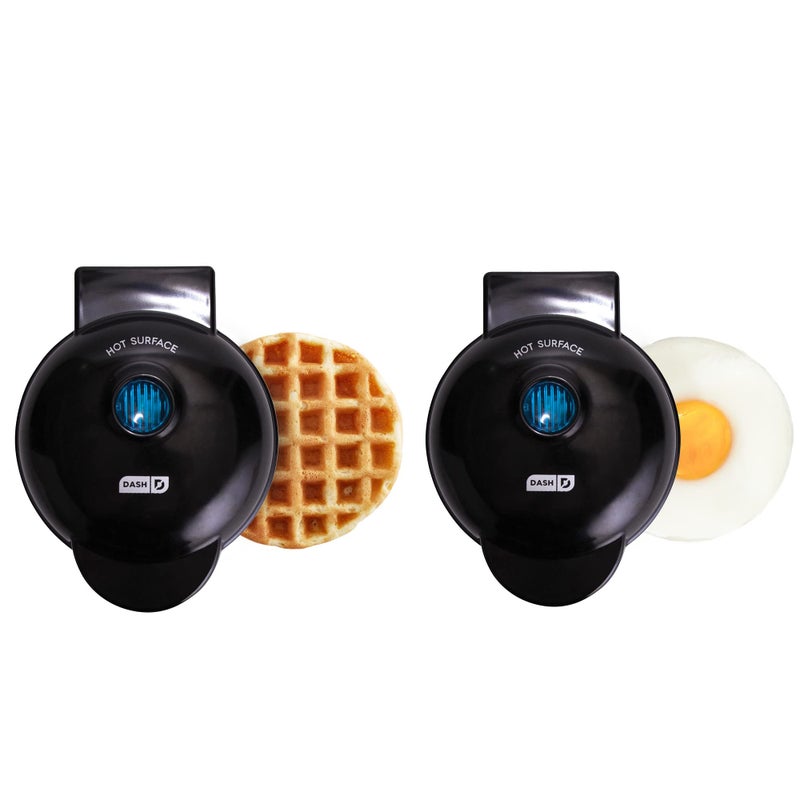 DASH Mini Maker Waffle Maker  Griddle 2Pack Griddle  Waffle Iron  Black