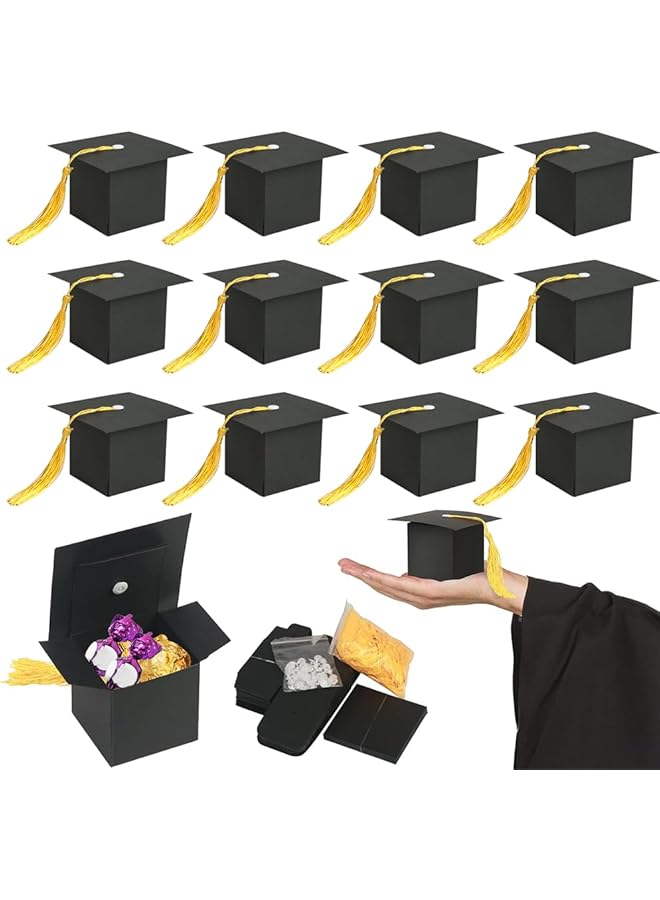 The Bros Graduation Cap Gift Box, Graduation Party Favors Graduation Candy Box, with Tassel Treat Box, Graduation Sweet Boxes, Graduation Centerpieces for Tables Graduation Decorations Grad Party Favor (25Pcs) - Image 1