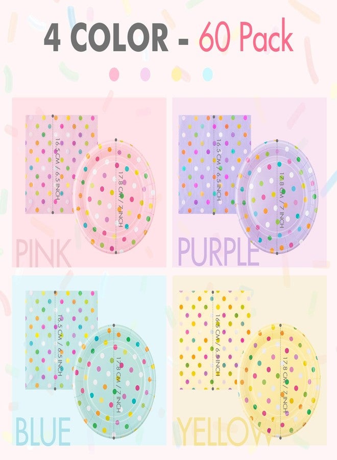 Zhehao 120 Pcs Pastel Dots Disposable Paper Plates and Napkins Bulk Pastel Party Decorations Tableware Spring Summer Party Supplies for Princess Birthday Picnic Wedding Baby Shower - Image 2