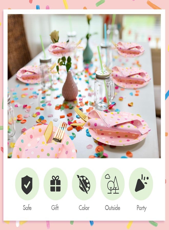 Zhehao 120 Pcs Pastel Dots Disposable Paper Plates and Napkins Bulk Pastel Party Decorations Tableware Spring Summer Party Supplies for Princess Birthday Picnic Wedding Baby Shower - Image 3